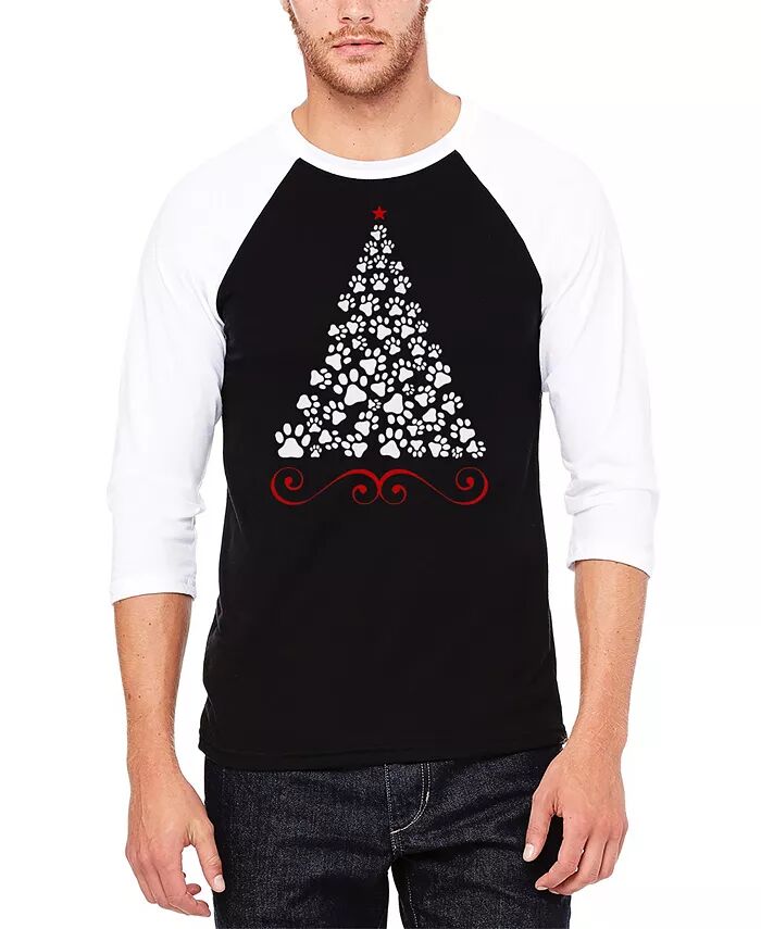 

Футболка мужская бейсбольная Paw Christmas Tree с принтом в виде реглана LA Pop Art, черный