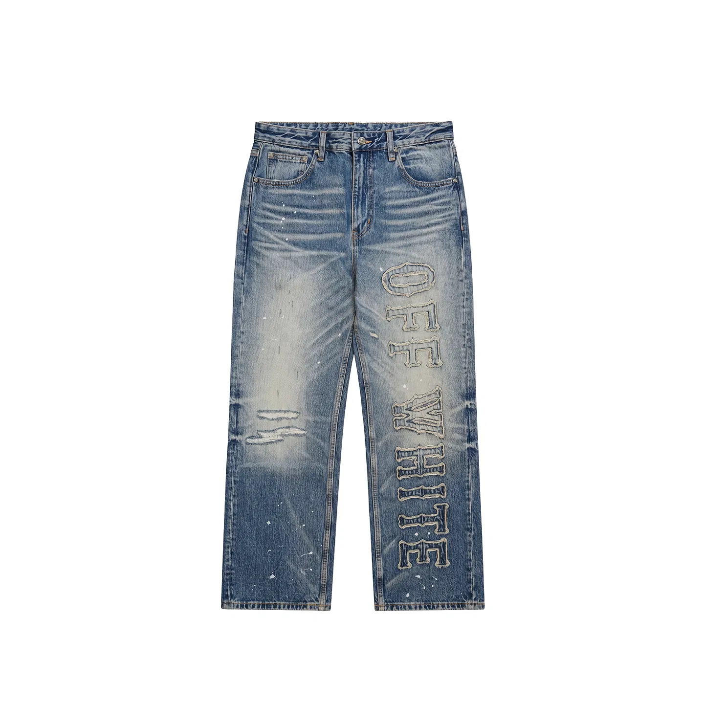 Детские джинсы прямого кроя OFF-WHITE, Colorful Blue