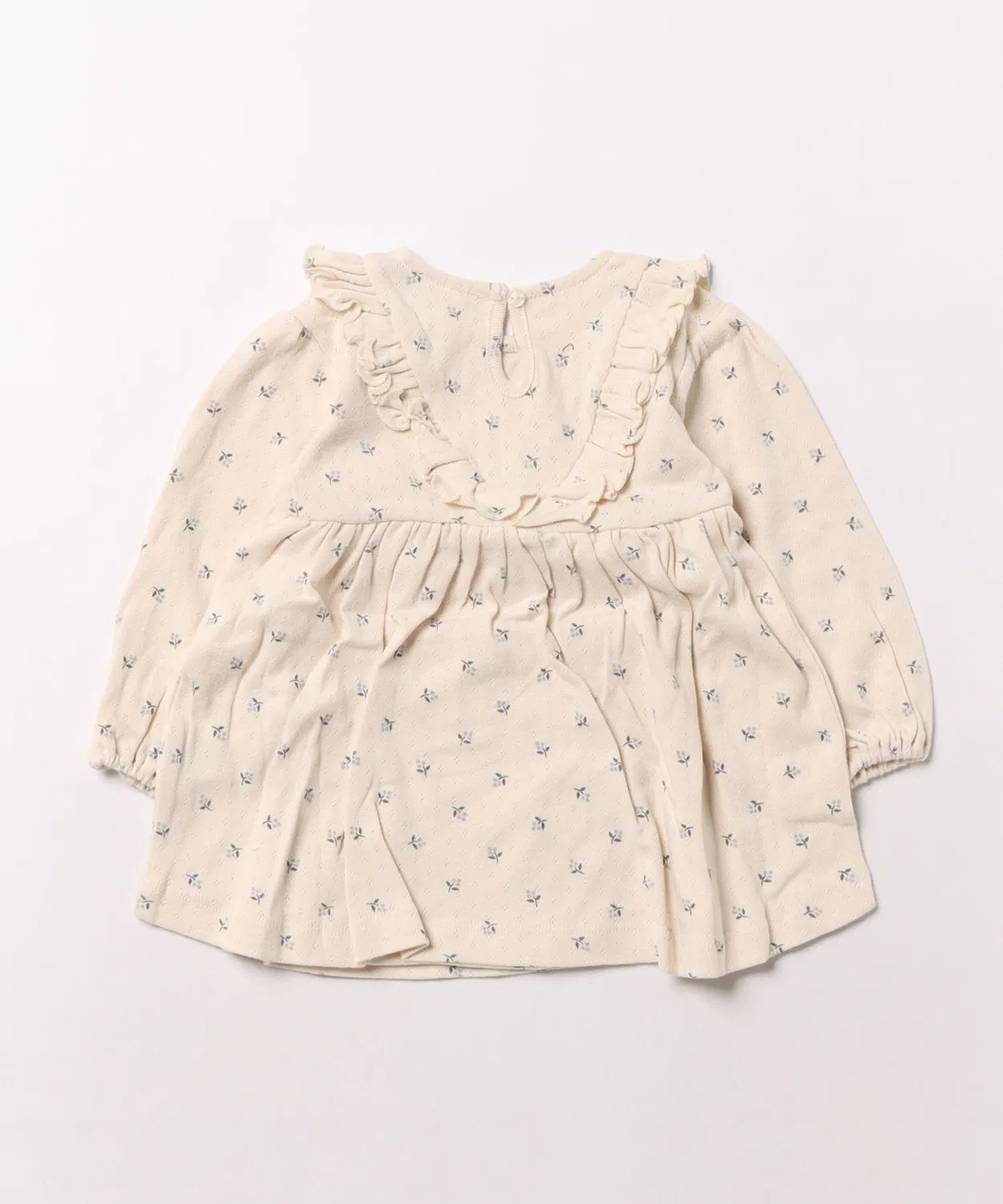 Детское платье для девочек с длинным рукавомс воланами, модель Long Sleeve Ruffle V Dress Quincy Mae, Natural — фото 2