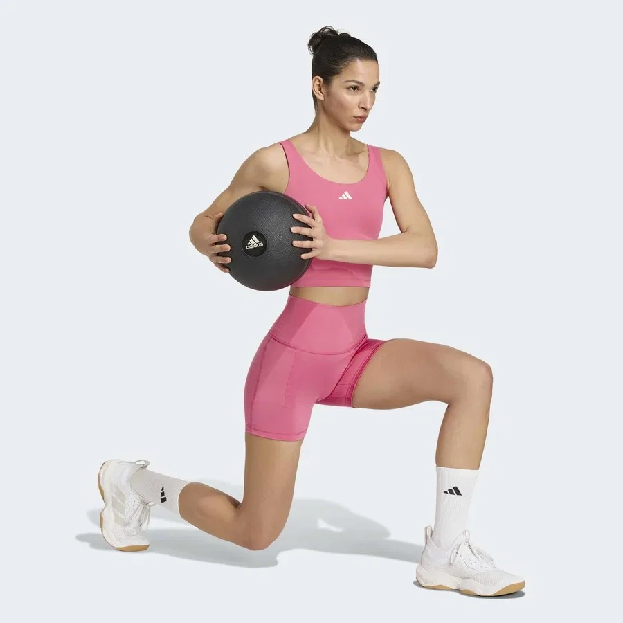 Женская спортивная футболка adidas Studio All Me, Розовый — фото 4