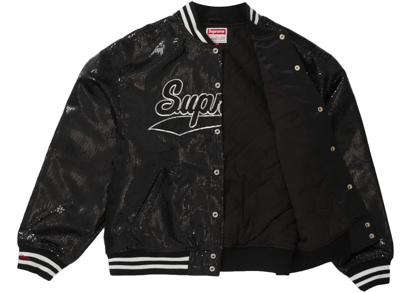 Мужская куртка с пайетками Mitchell & Ness Supreme, Black — фото 3