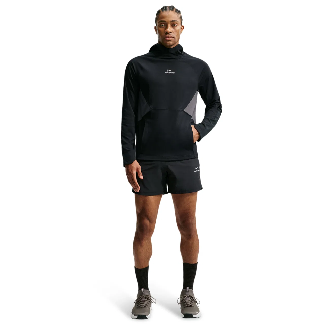 Мужская спортивная куртка с технологией Dri-FIT Nike Pro Midlayer, черный/белый — фото 2