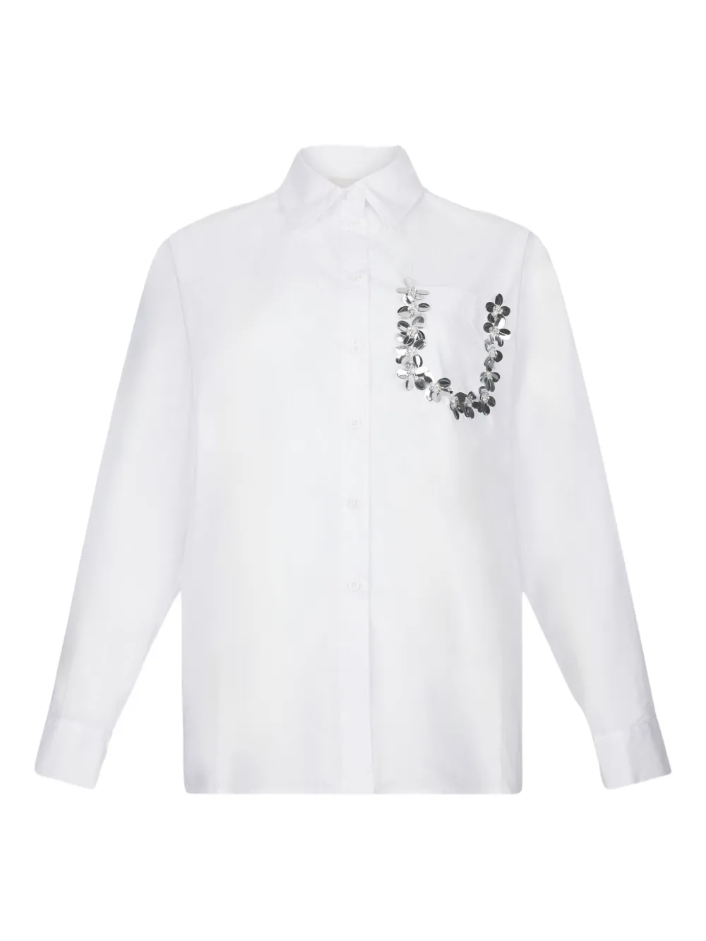 

Рубашка с карманом, украшенным драгоценными камнями LIU JO, белый