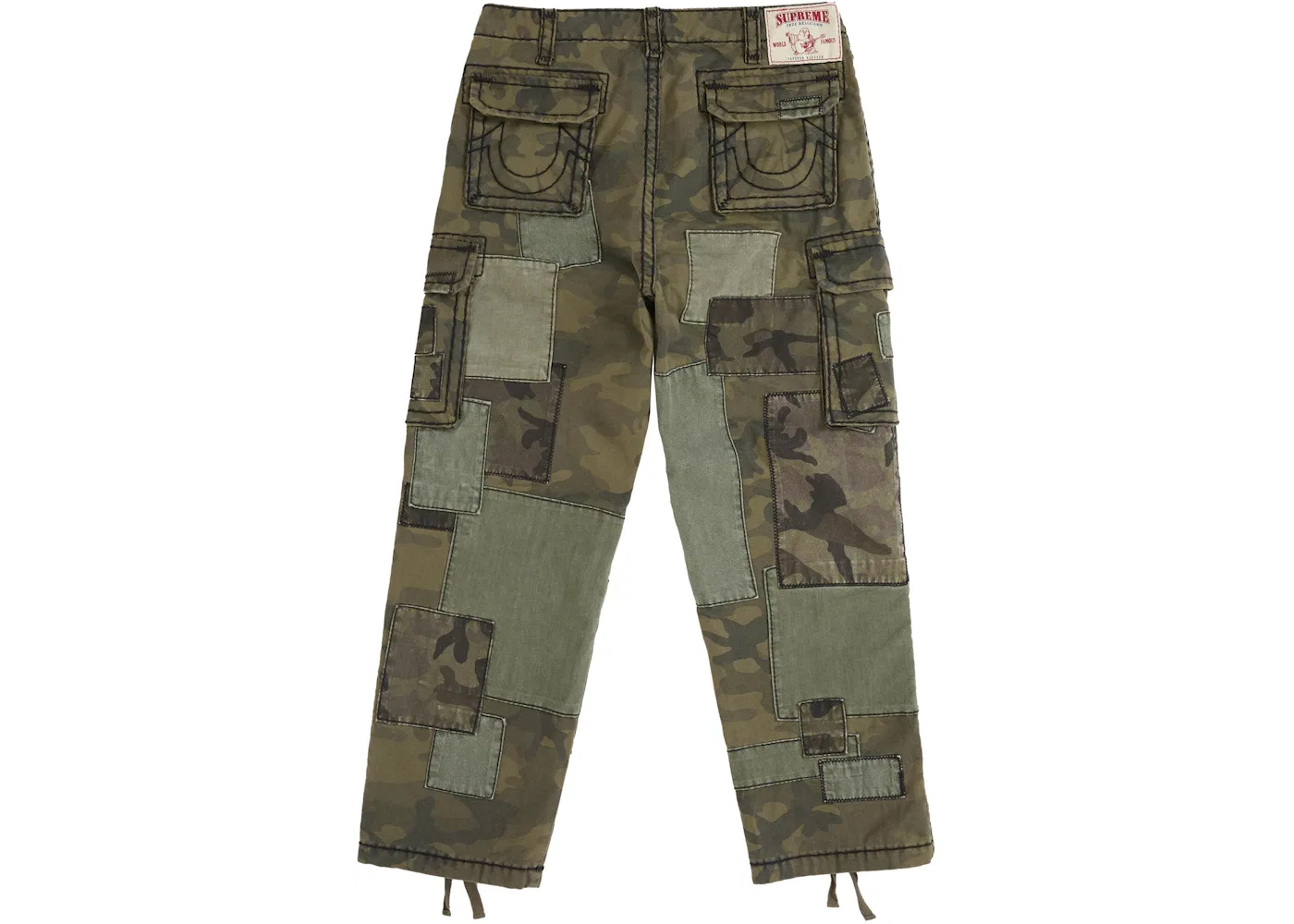 Мужские карго-штаны с патчворком Supreme True Religion, Woodland Camo — фото 2