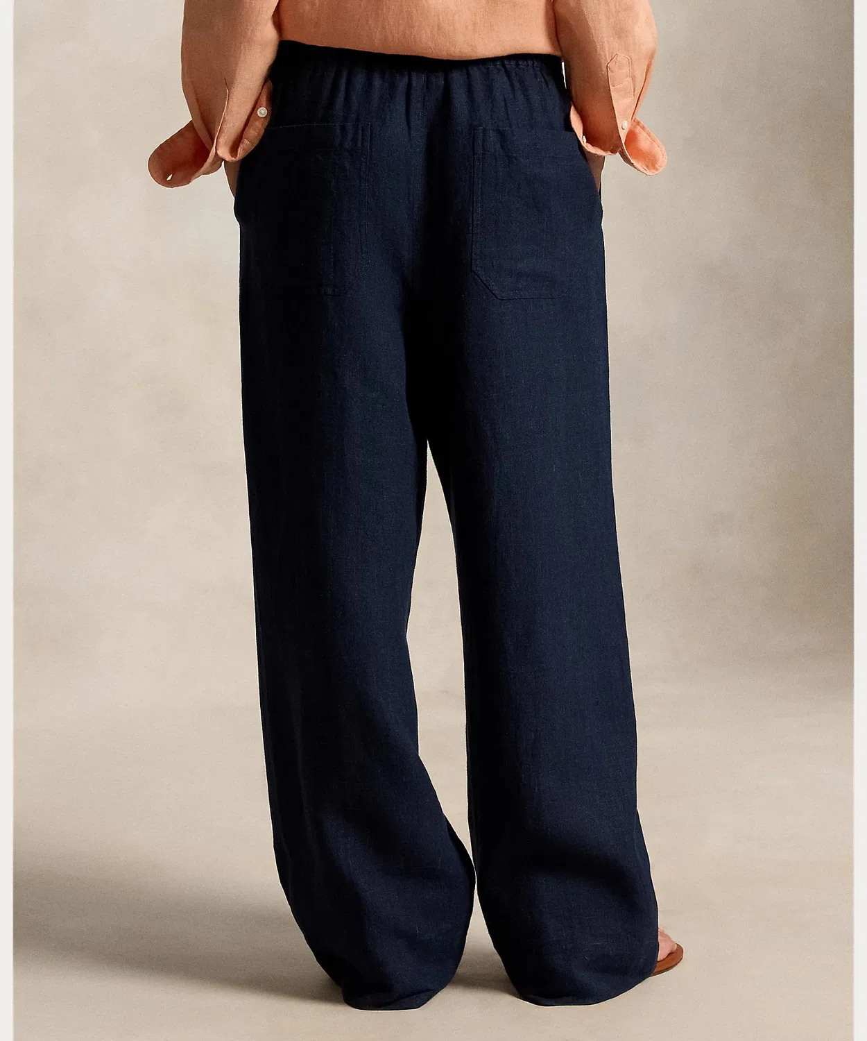 Женские широкие льняные брюки с завязками POLO RALPH LAUREN, Navy — фото 4