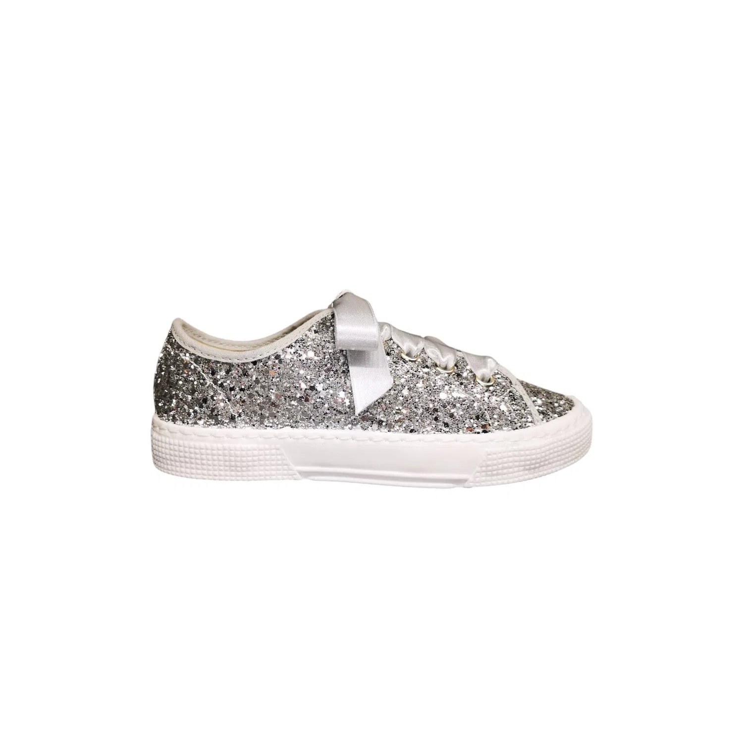 Детские кроссовки для девочек с блестками Dexco Vigevano, Glitter Silver