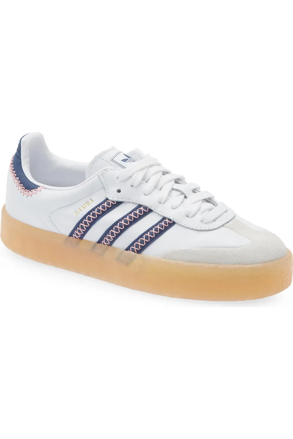 Кроссовки детские с обновленным верхом Sambae adidas, белый/темно-синий/розовый