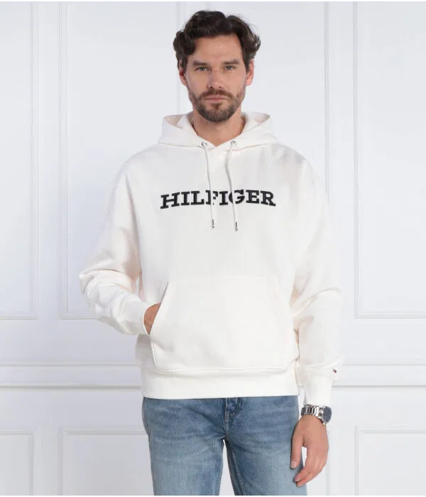 Мужское худи с вышивкой Monotype Embro Hoodie Tommy Hilfiger, белый — фото 3