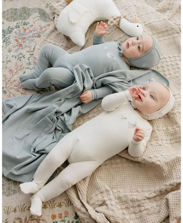 Детский комбинезон с длинным рукавом Cross Stitch Duckling Collection Ely'S & Co., Ivory/Blue — фото 2