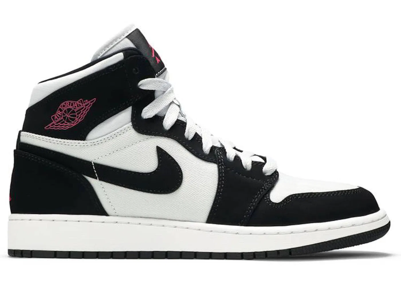 Детские кроссовки высокие с принтом Jordan 1 Retro High Jordan, Pure Platinum/Black/Pink