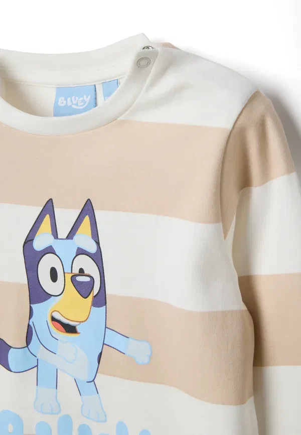 Комплект пижамы с полосками Bluey Ovs, бежевый, белый — фото 4