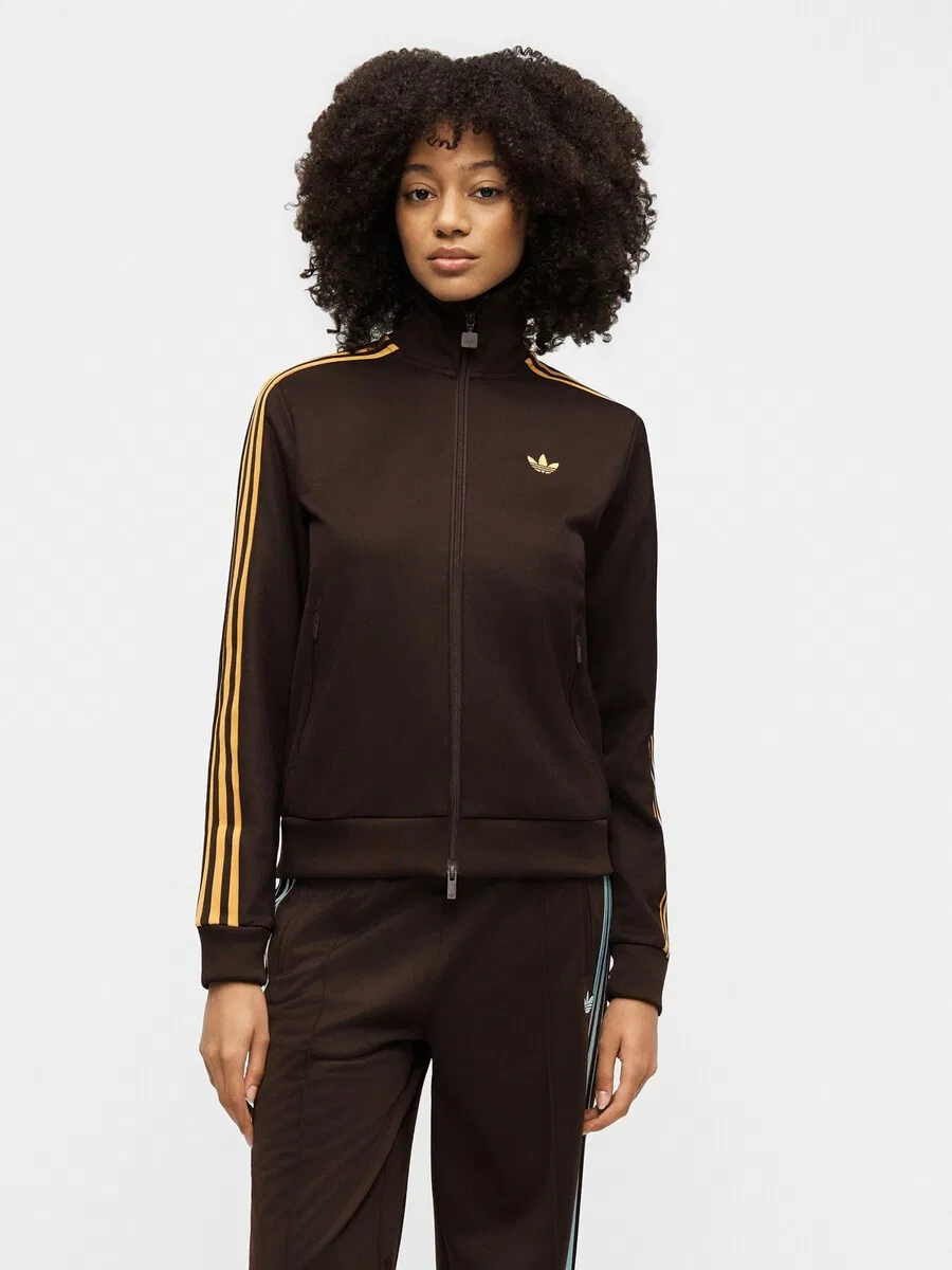 Худи на молнии ADIDAS ORIGINALS 'Classic' шоколадного цвета — фото 2