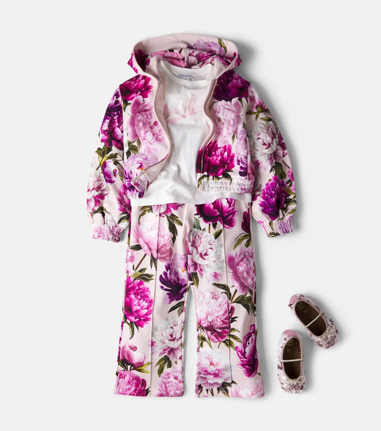 Худи с цветочным принтом Dolce&Gabbana Kids, розовый — фото 2