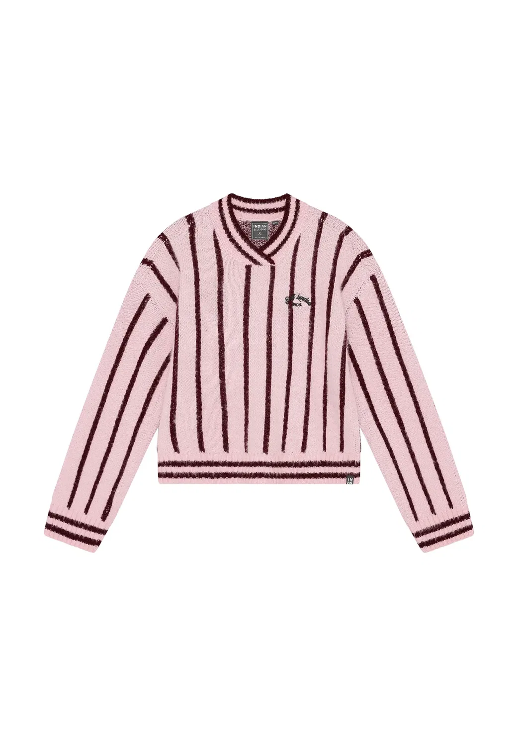 Вязаный свитер в полоску с пушистым узором Indian Blue Jeans, Flushing Pink
