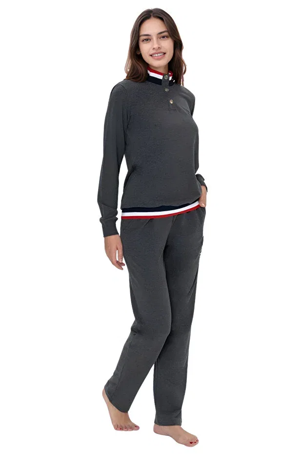 Женский пижамный комплект с длинным рукавом U.S. Polo Assn., Anthracite Melange