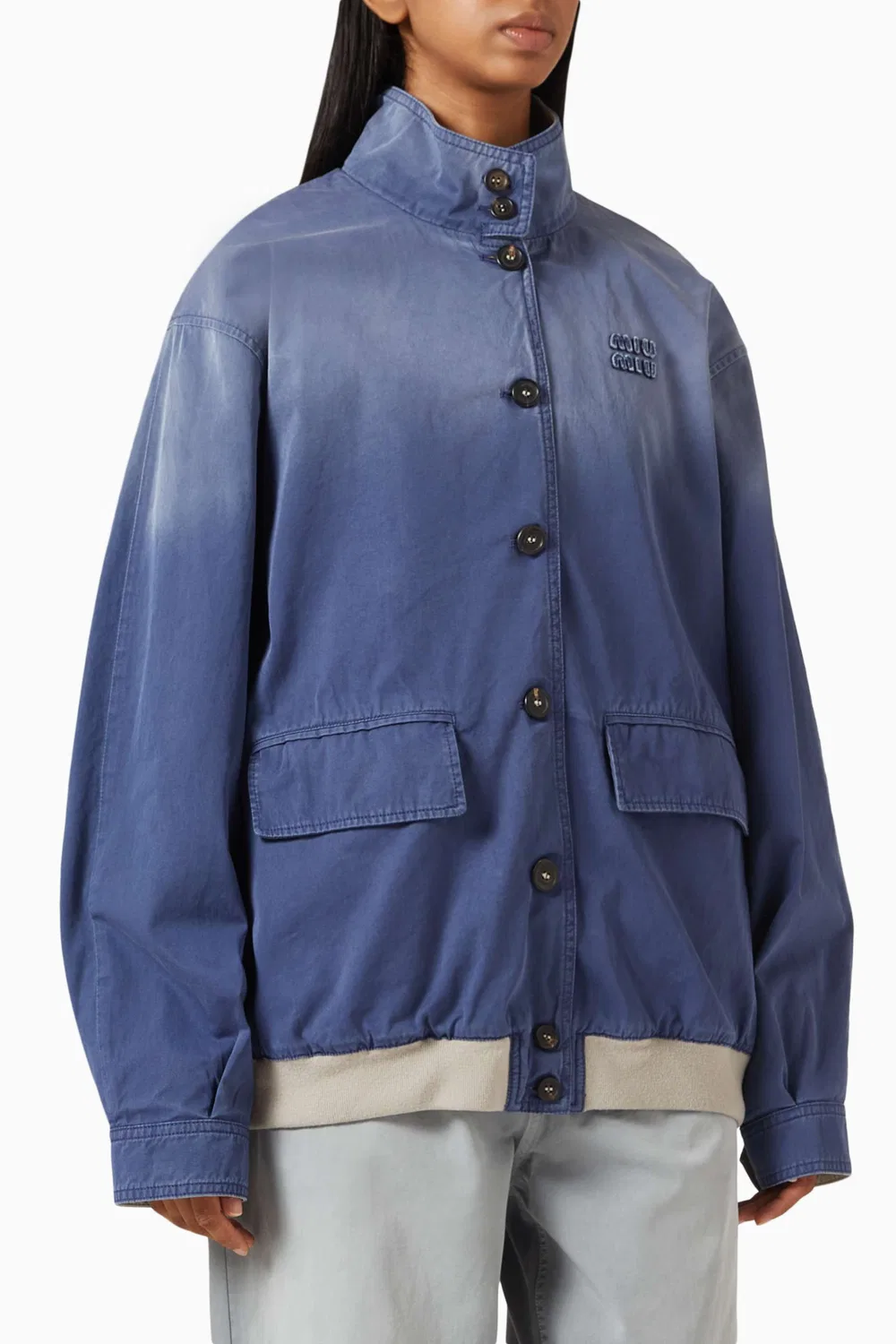 Куртка-блузон со стиркой Old Washed Twill Miu Miu