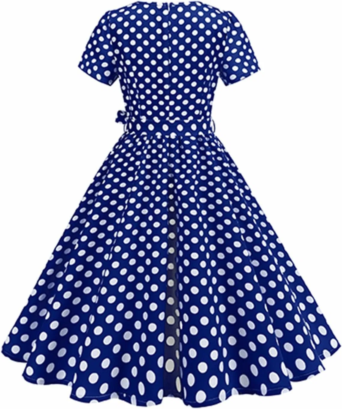 Женское платье в горошек с бантом Rockabilly, Blue — фото 4