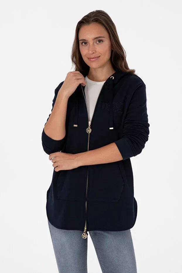 Женское худи с капюшоном на молнии U.S. Polo Assn., Navy Blue — фото 3