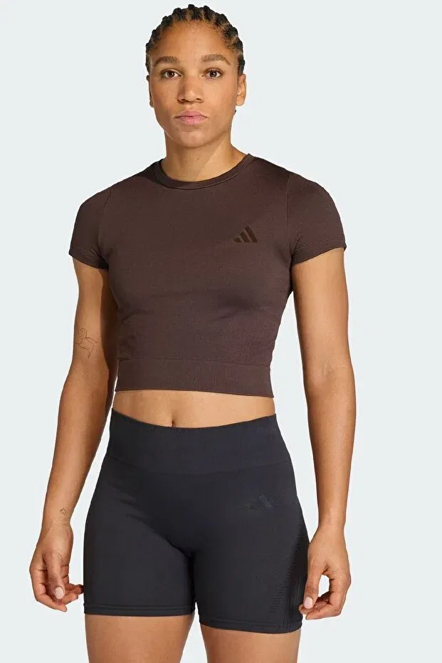 Женская футболка с коротким рукавом Workout essentials knit baby t-shirt Adidas, Aurora Coffee