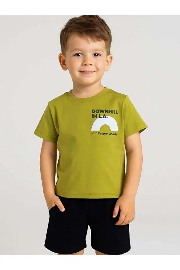Детская футболка для мальчиков с принтом Keep On Wheels Zekids, Fye Green
