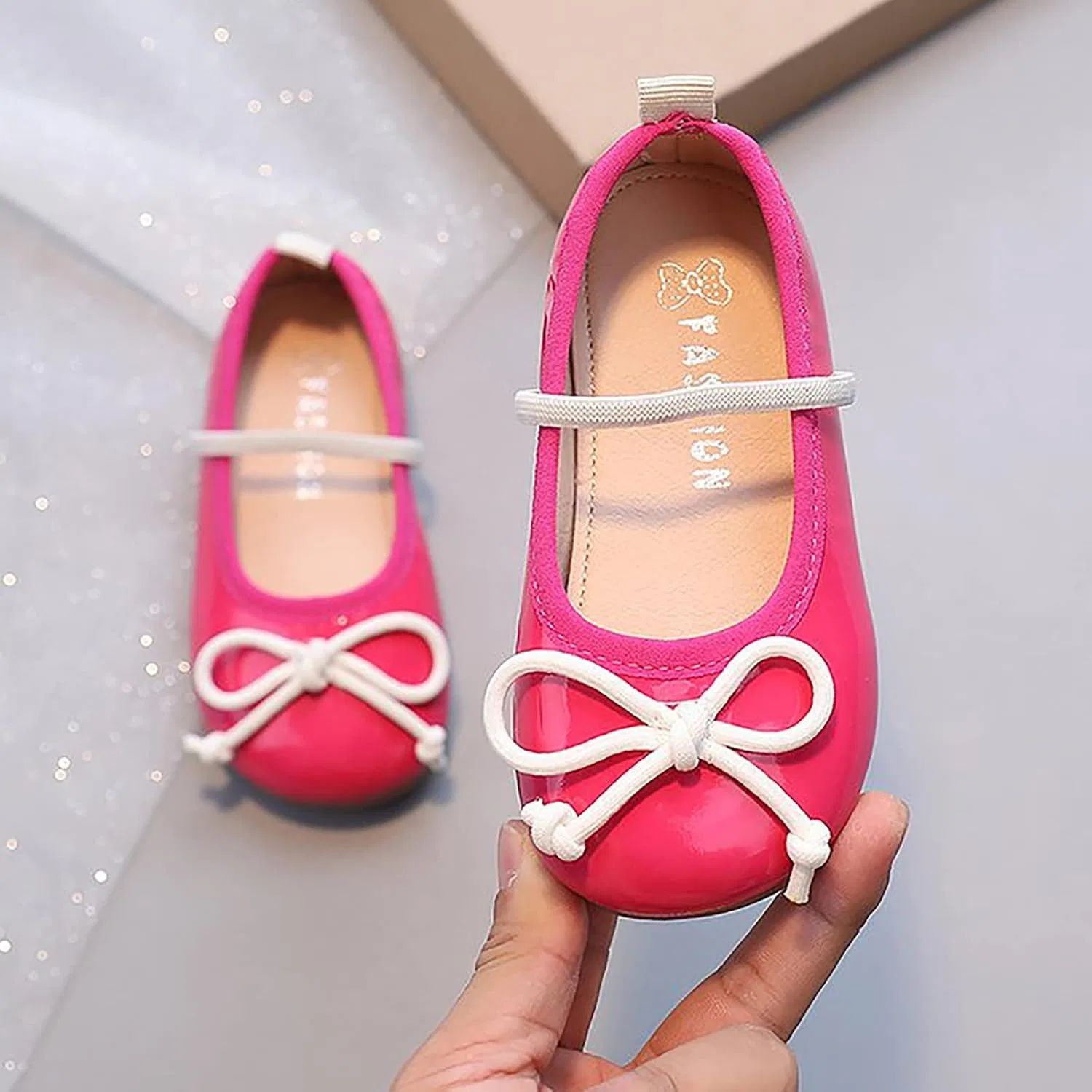 Детские балетки для девочек без скольжения Mary Jane Flat Shoes, Red — фото 2