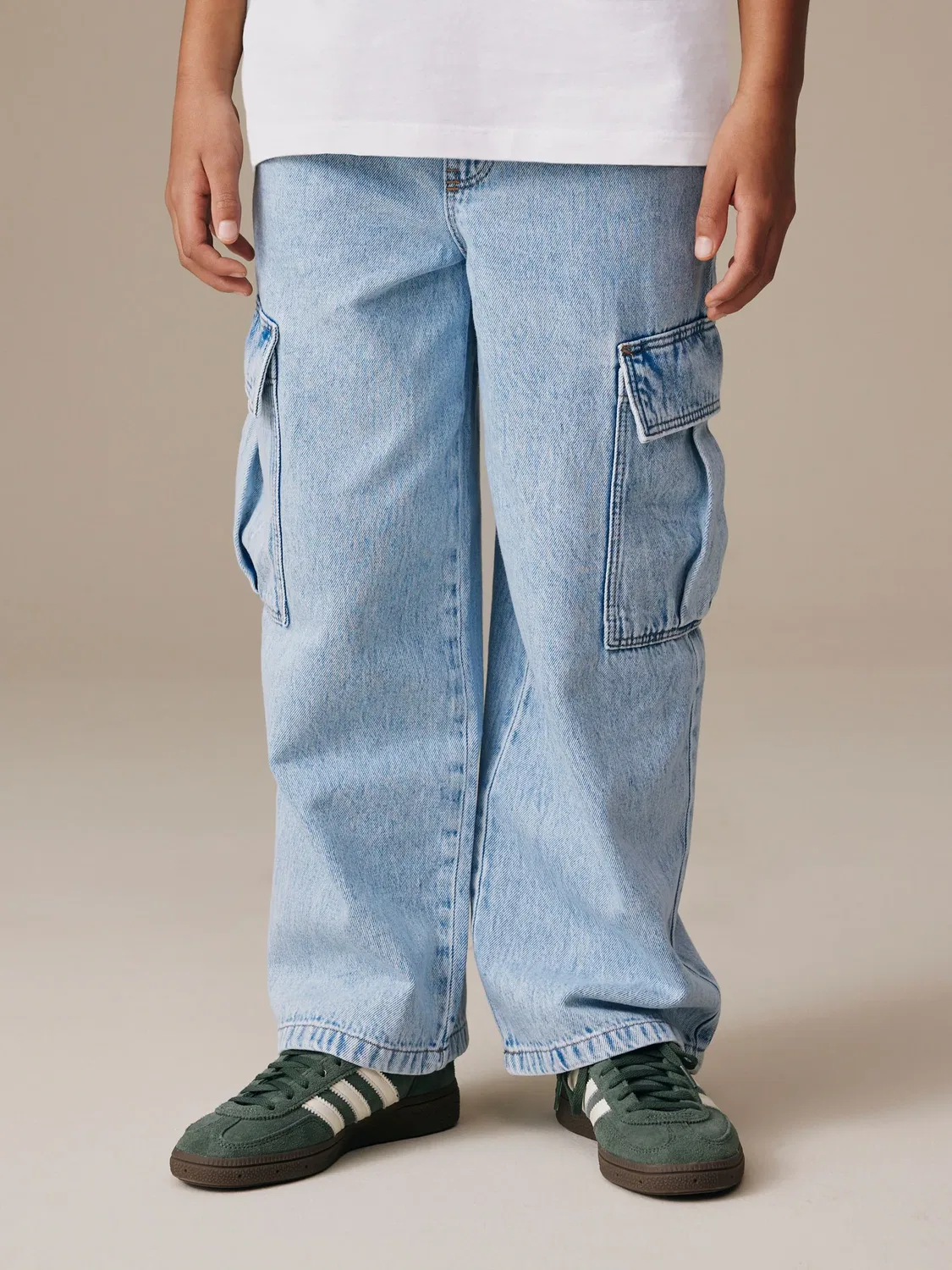 Джинсы карго на резинке, деним Bleach Denim Next — фото 2
