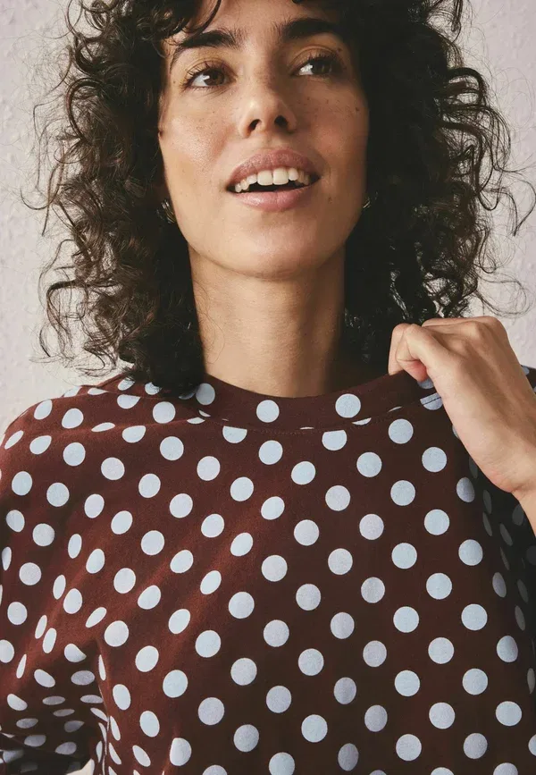Комплект пижамы из хлопка Set - pyjama set Next, Chocolate Brown Polkadot, коричневый/шоколадный