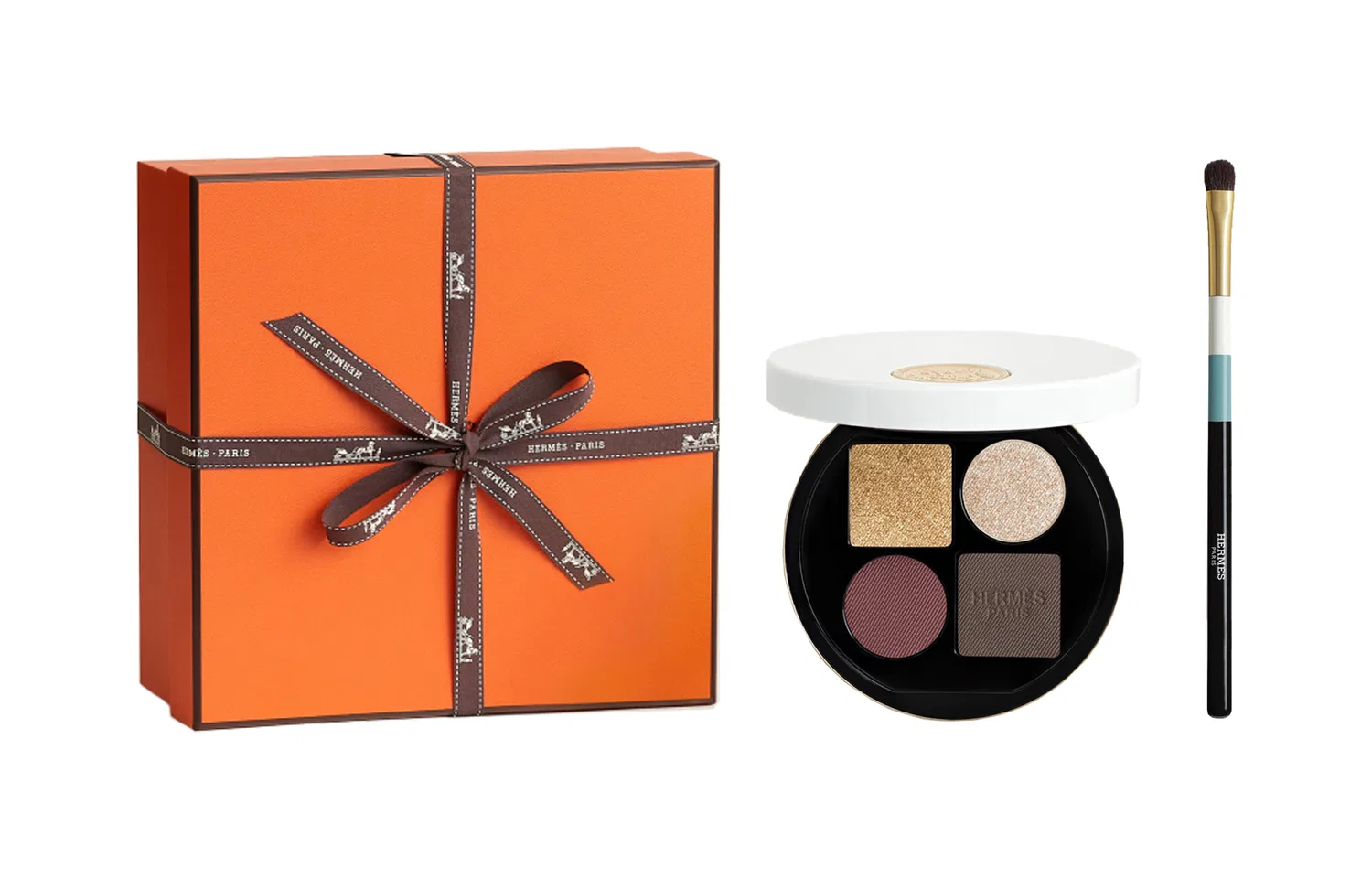 Женский набор для макияжа с палеткой теней и кистью HERMES, Eye Shadow #01, 3 г, Black — фото 3