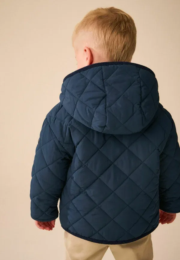 Пальто с капюшоном Regular fit - quilted borg lined coat Next, темно-синий — фото 2