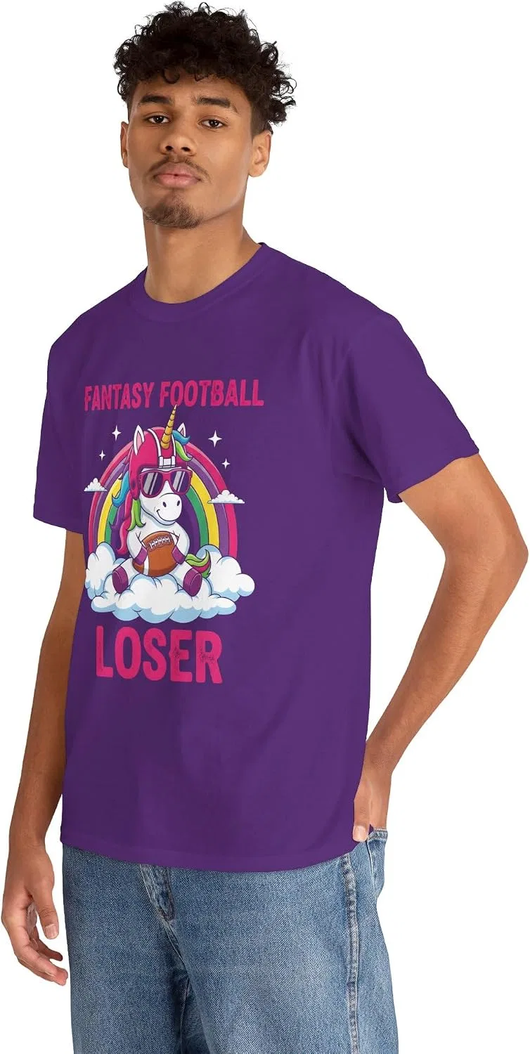 Мужская футболка с принтом Fantasy Football Loser Unicorn, фиолетовый — фото 4
