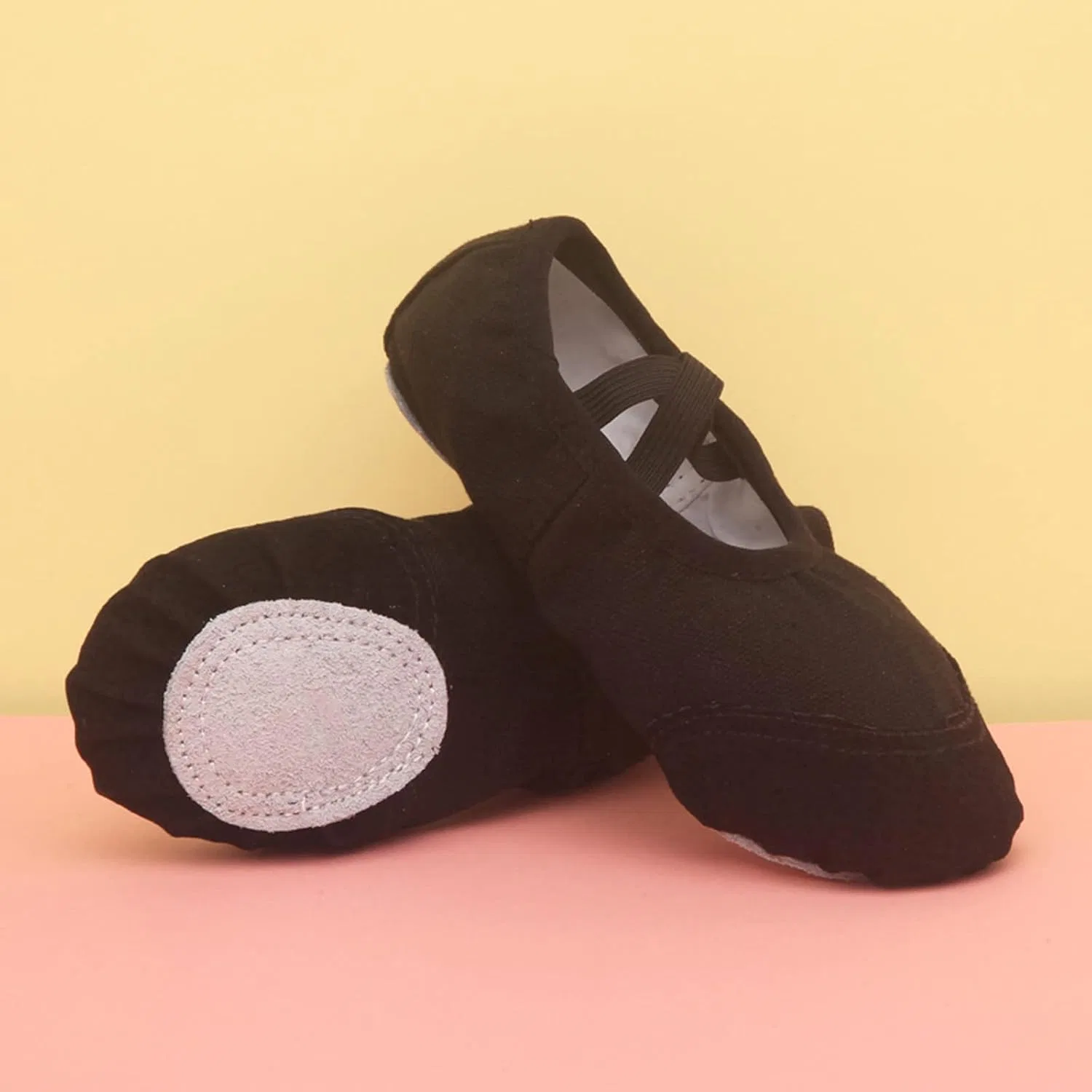 Детские балетки с высокой растяжимостью Canvas Ballet Shoes для девочек и мальчиков, Black — фото 2