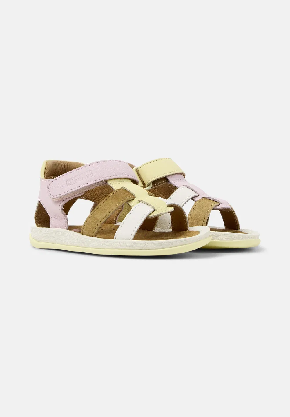 Сандалии Camper Bicho fw, открытый носок, липучка, кожа, желто-розовые — фото 2