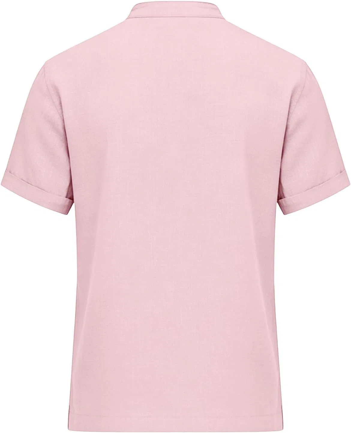 Мужская хлопковая рубашка-поло с воротником-стойкой Solid Color, Pink — фото 4