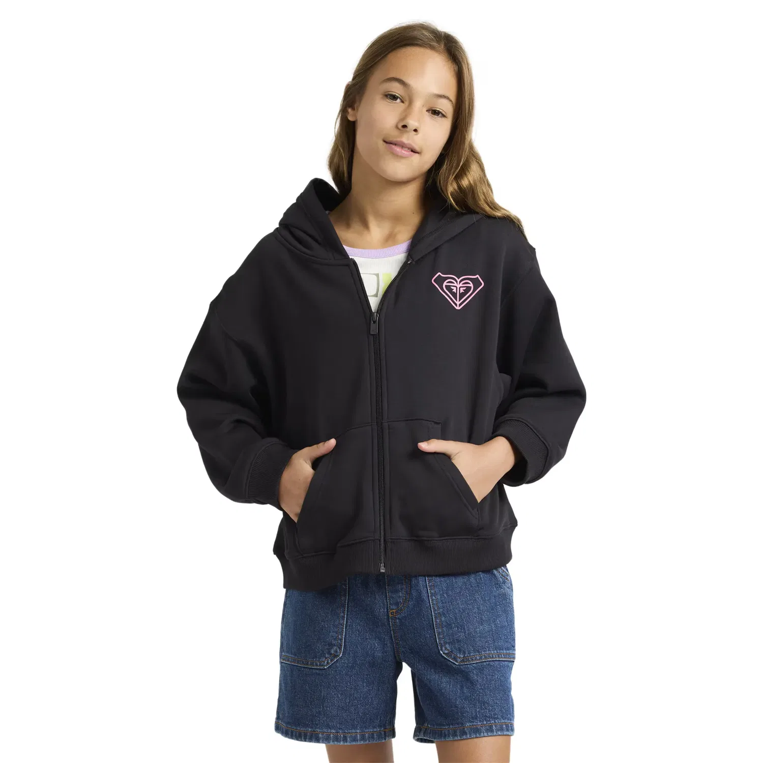 Детская худи с капюшоном и молнией Midnight Hike Roxy, Negro