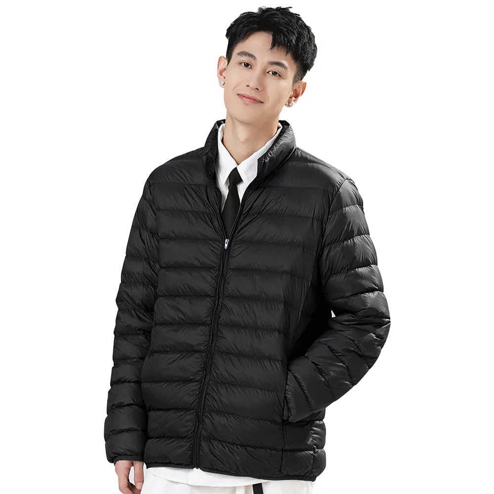 Детский пуховик стеганый легкий с воротником-стойкой MINISO, Navy Blue — фото 3