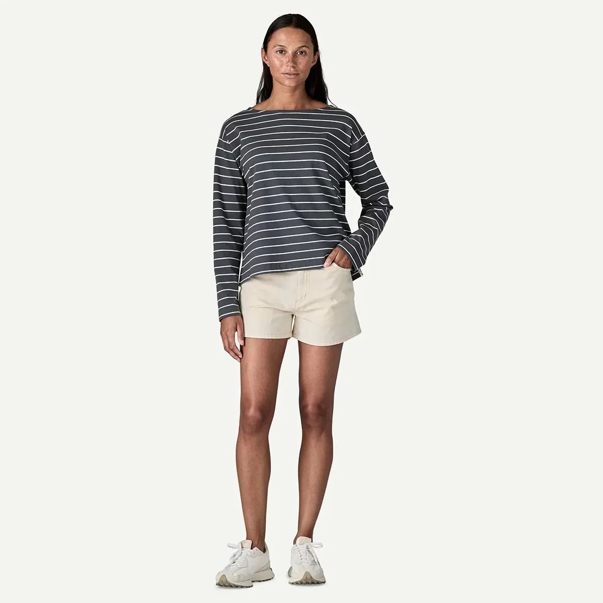 Женский лонгслив с принтом Mariner Top Patagonia, Boat Stripe/Smolder Blue — фото 3