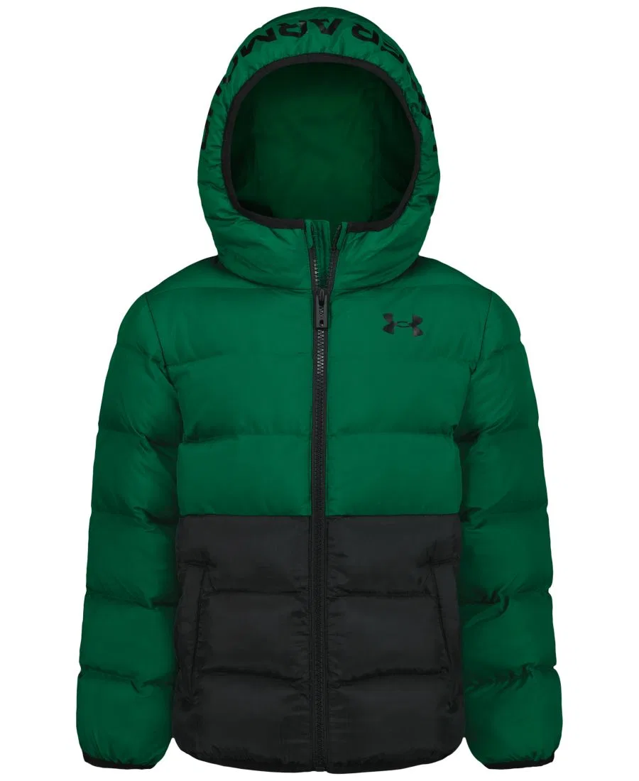 Куртка-пуховик с капюшоном Logo Full-Zip Puffer Hooded Jacket Under Armour, Green/Black