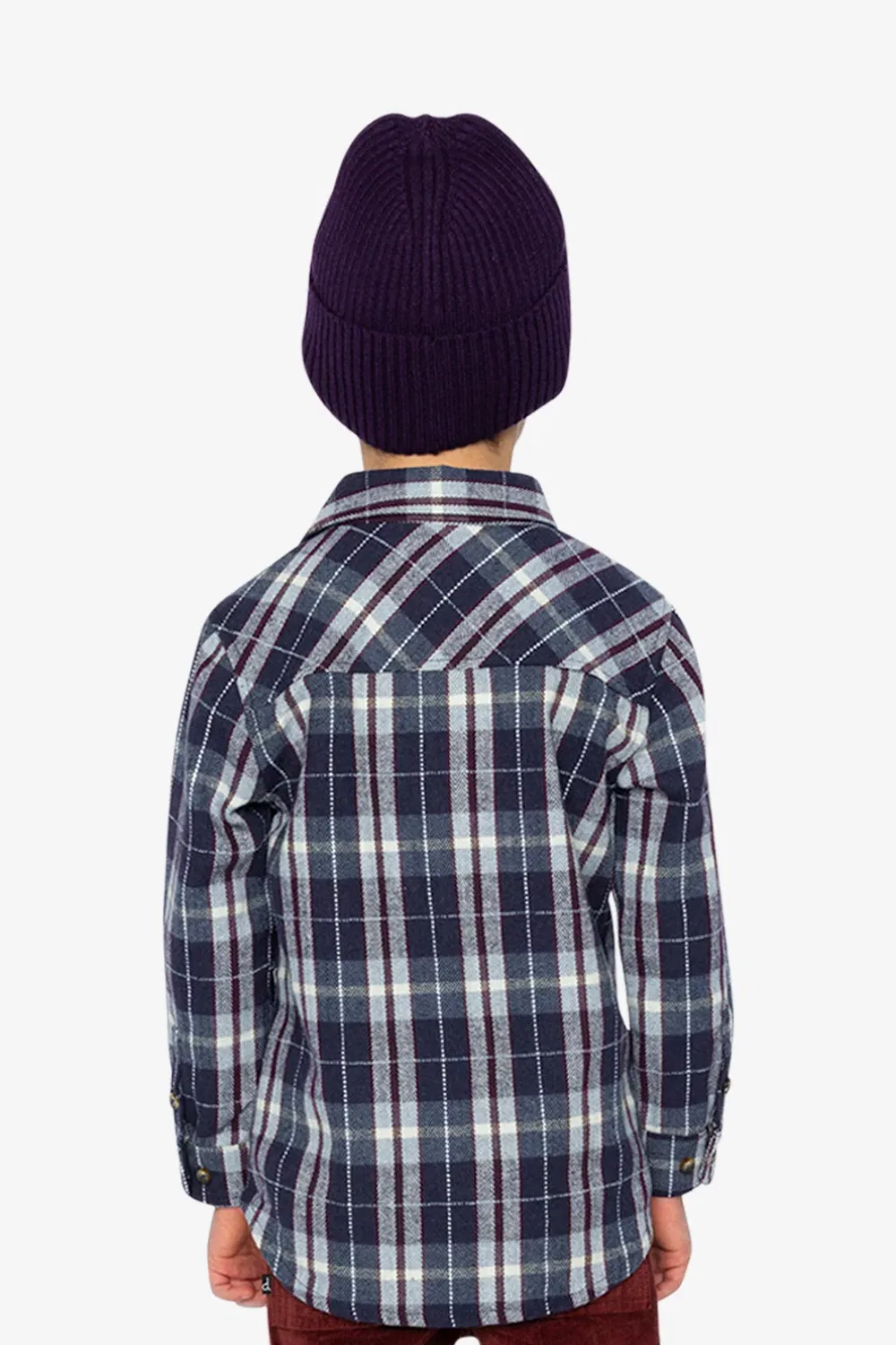 Детская рубашка из фланели с принтом Blue and White Plaid Deux par Deux, Blue and White Plaid — фото 4