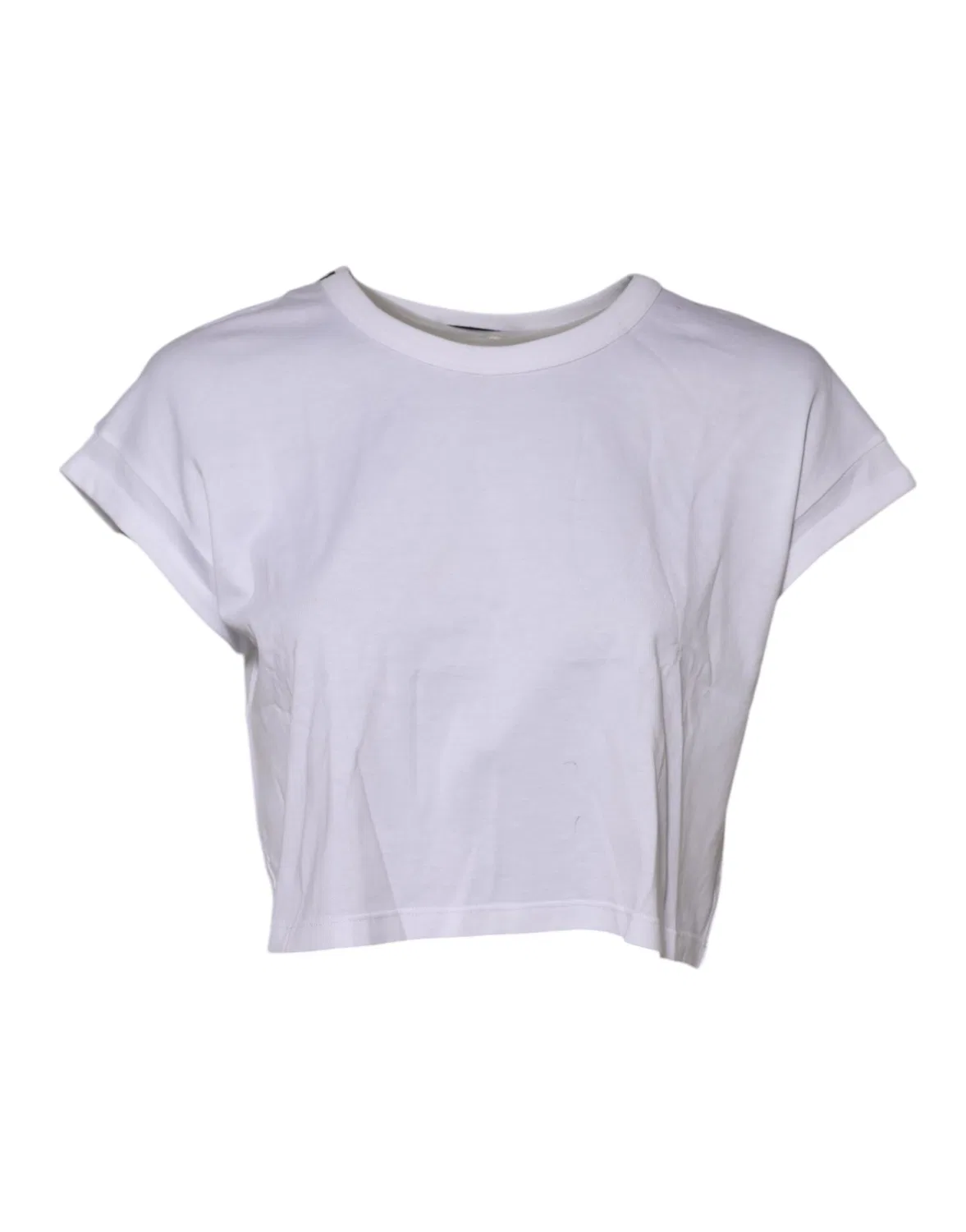 Женская хлопковая футболка с коротким рукавом и логотипом Cropped Top T-shirt Dolce & Gabbana, White — фото 2