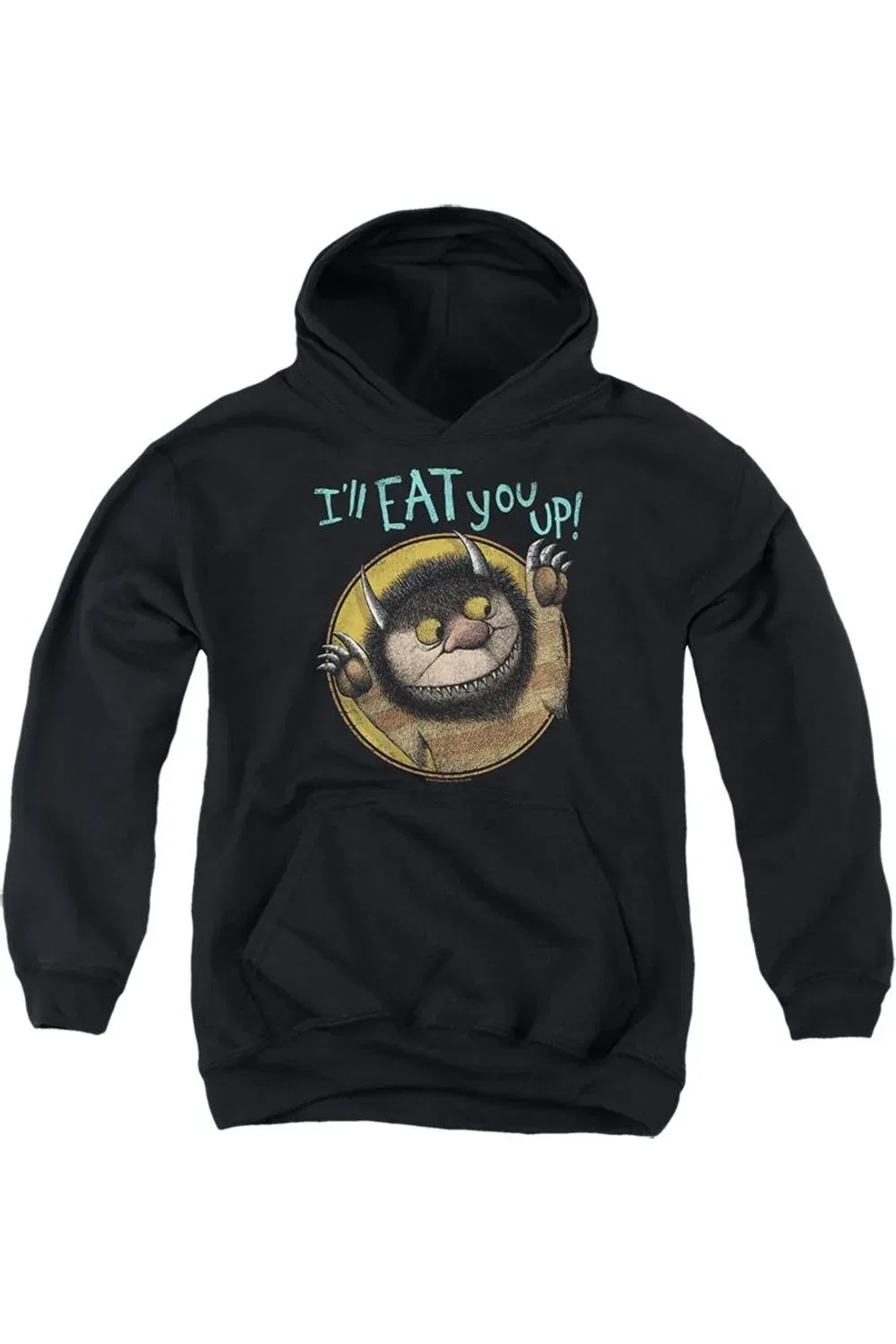 Детское худи с капюшоном Where The Wild Things Are Eat Gildan, черный