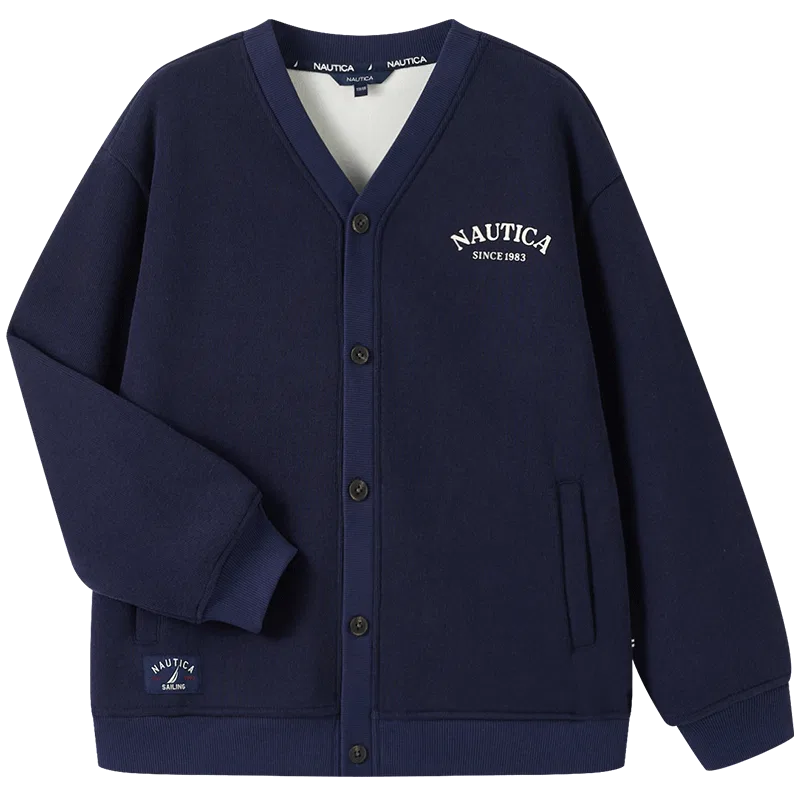 Детский свитер с V-образным вырезом NAUTICA, Navy Blue