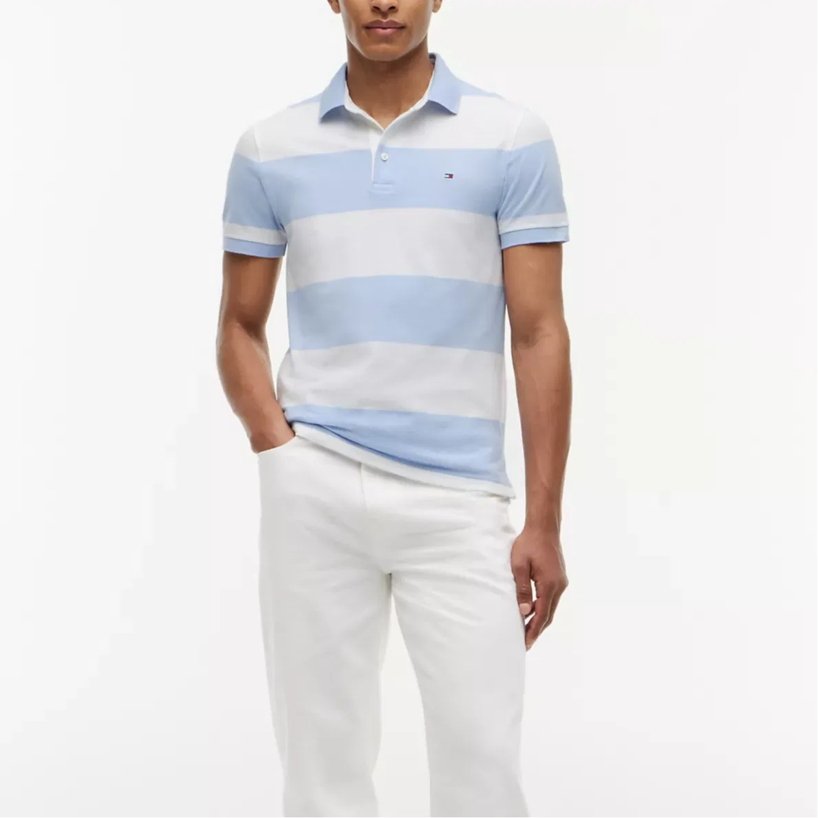Мужское поло Tommy Hilfiger, Light Blue Stripes — фото 3