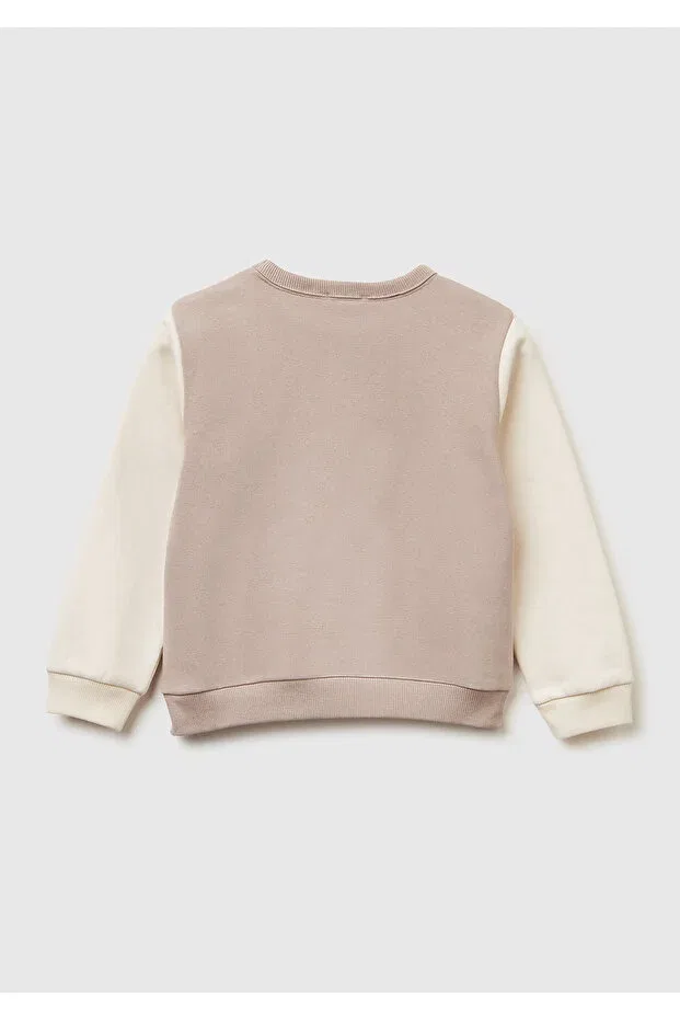 Детское для девочек свитшот с принтом United Colors Of Benetton, Pink-Ecru — фото 2