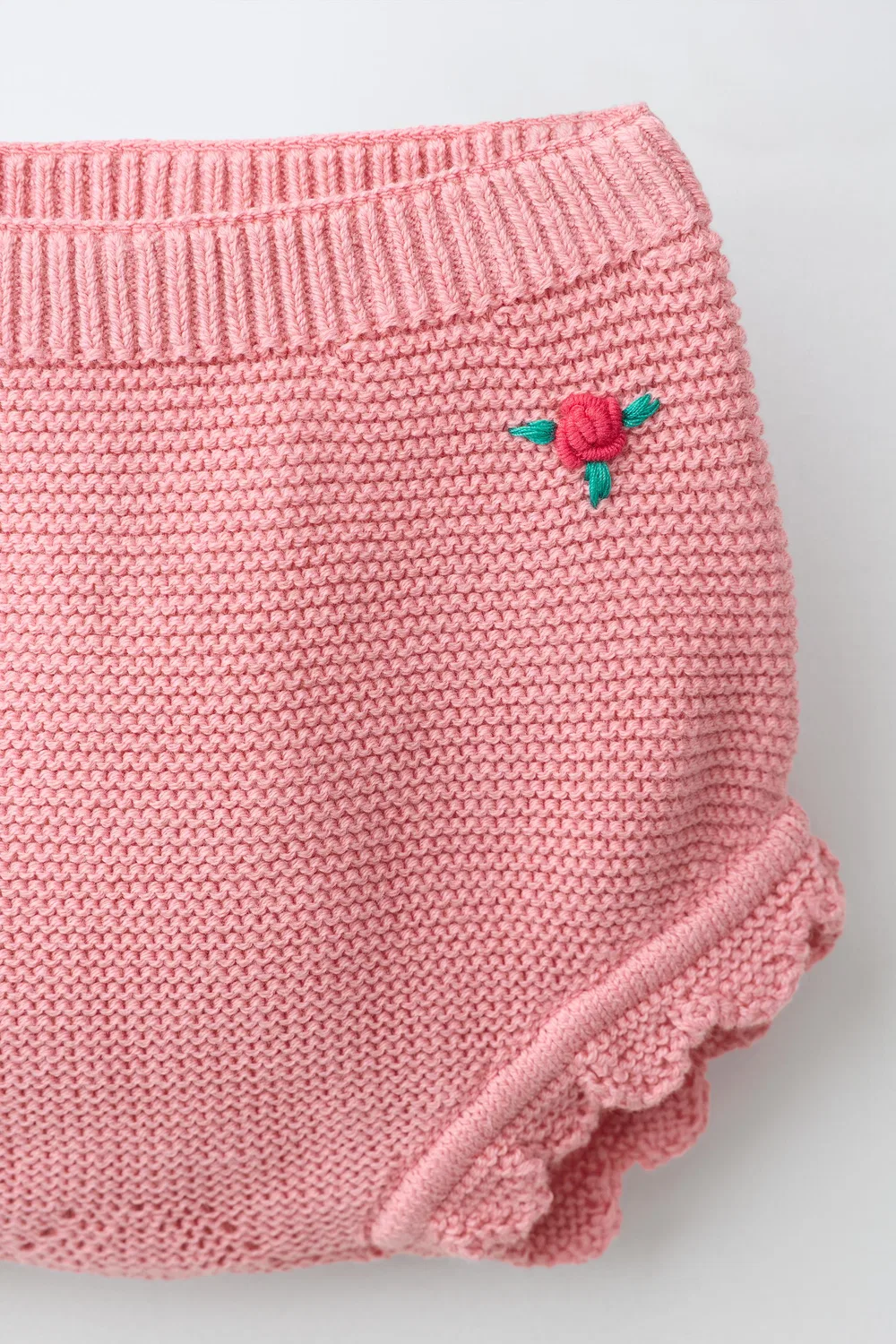 Вязаные трусики с вышитым цветочным и кружевным орнаментом. ZARA, Light pink — фото 3
