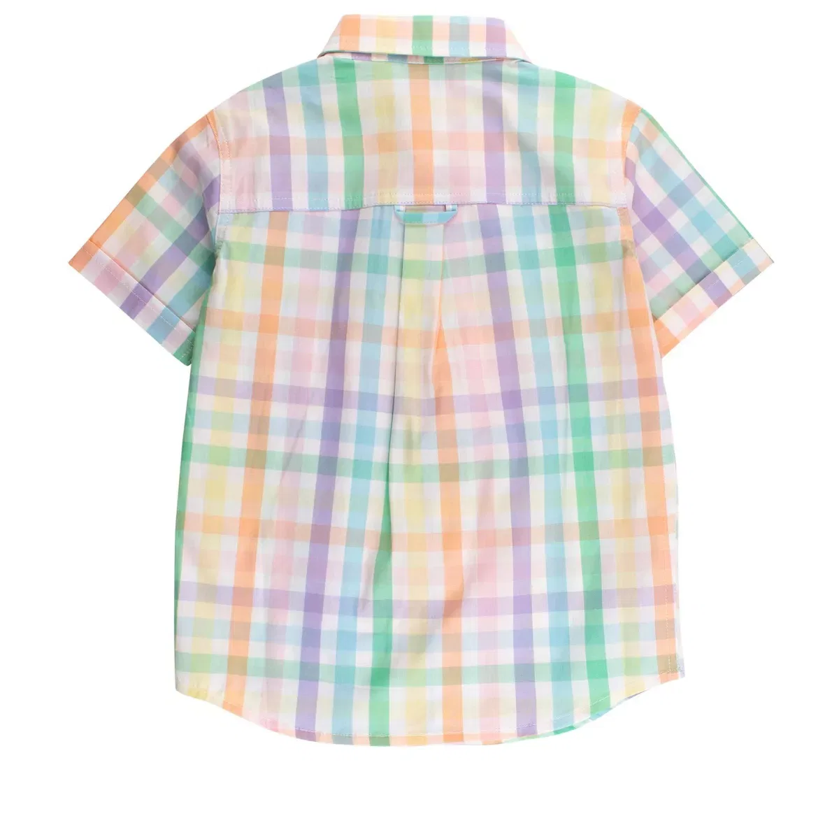 Детская рубашка с коротким рукавом с принтом RuggedButts, Poppy Rainbow Plaid — фото 2
