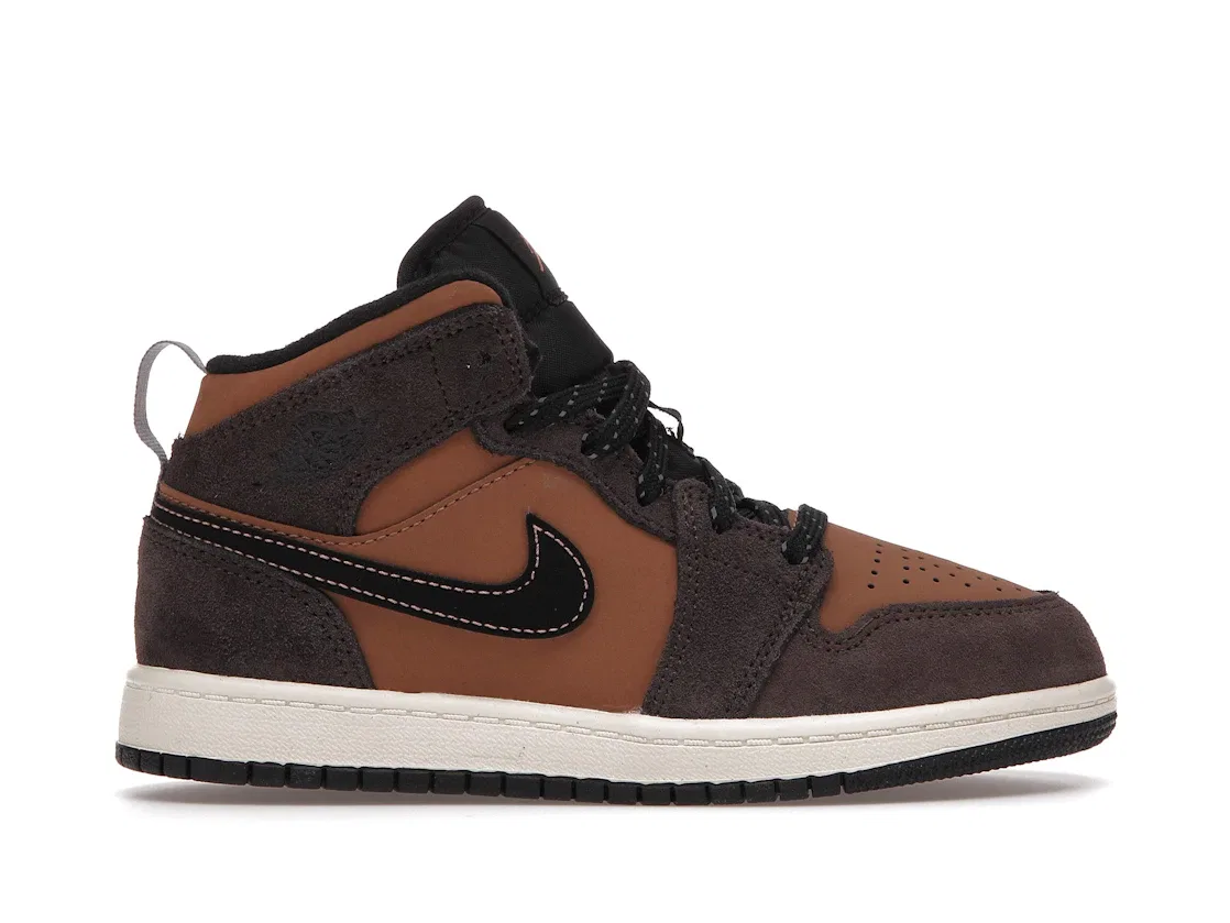 Детские кроссовки Lifestyle Jordan 1 Mid SE, Dark Chocolate/Archaeo Brown/Black/Crimson Bliss
