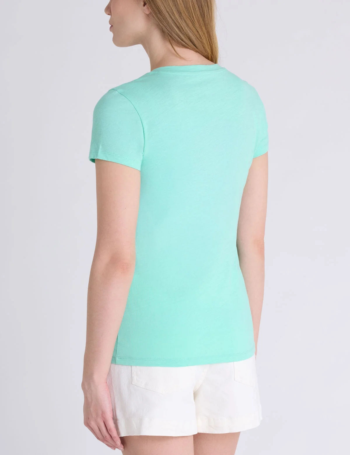Женская футболка U.S. Polo Assn. Ombre Stone Rhinestone V-Neck, мятный — фото 2