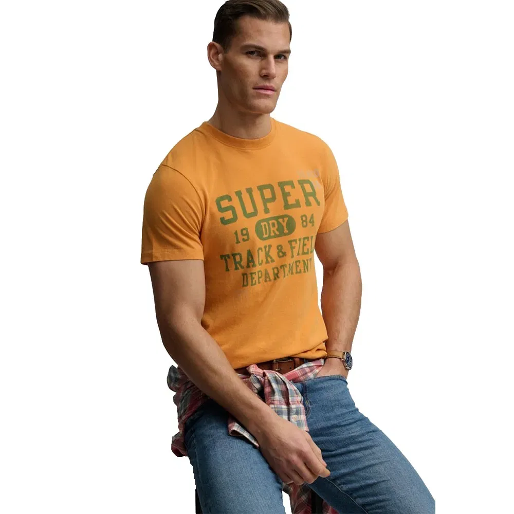 Футболка Superdry Vintage Prep Relaxed Fit с коротким рукавом, оранжевый — фото 3