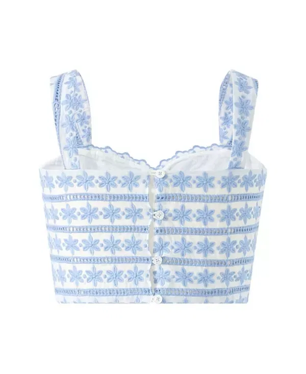 Детский топ для девочек с воланами Odessa Frill Embroidered Marlo Kids, Powder Blue — фото 4