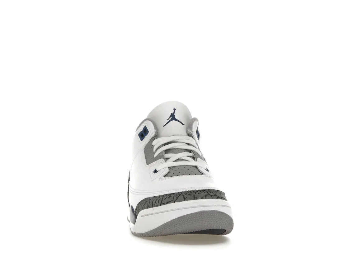 Детские кроссовки с принтом слоновья кожа Jordan 3 Retro Jordan, White/Midnight Navy/Cement Grey/Black — фото 2